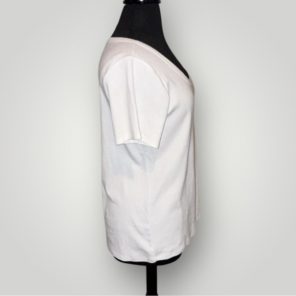 NWT TALBOTS RIBBED SCOOP NECK TEE Plus 2X White - Picture 4 of 14